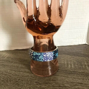 Blue  Patterned Clay Clamp Bangle